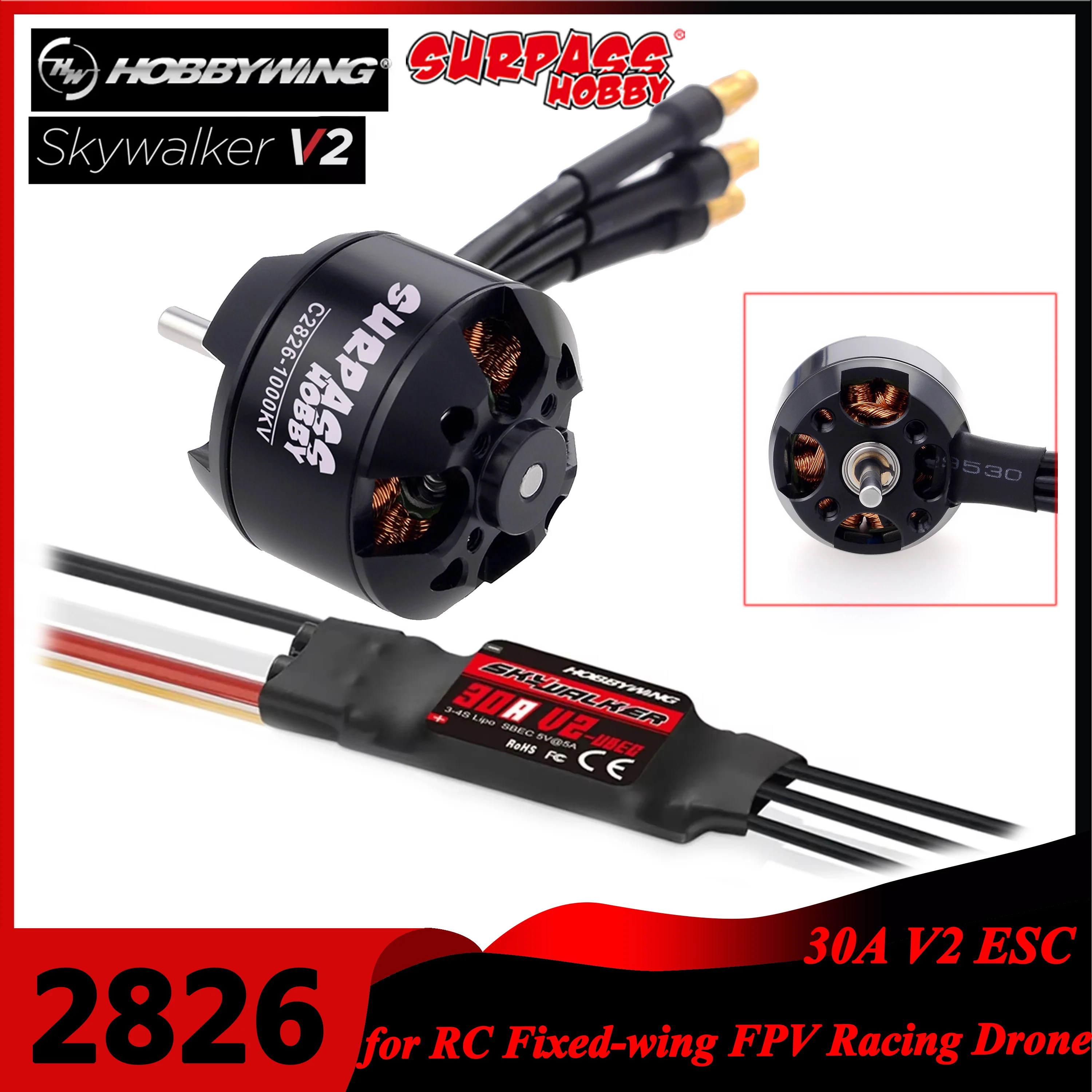 Surpass Hobby 2826 1000KV 1350 - Drone Racing Esc ulasan dan harga