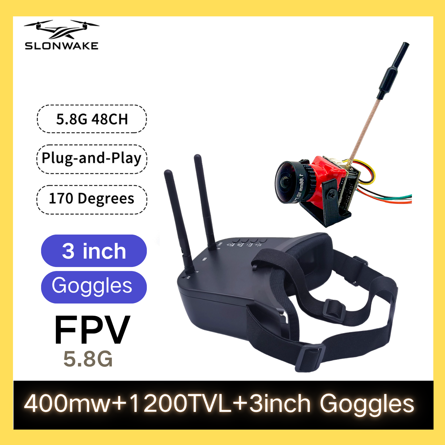 SLONWAKE 5.8G 48CH FPV 400mw V - Drone Racing Transmitter ulasan dan harga